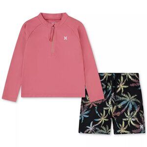 Hurley Baby Two-Piece Rashguard Swimsuit - Black - 12M - UPF 50+ - NIP